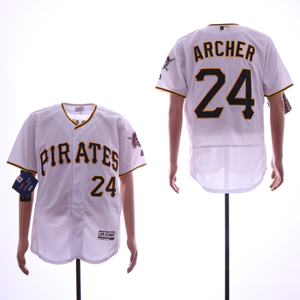Men Pittsburgh Pirates #24 Archer White Elite MLB Jerseys->pittsburgh pirates->MLB Jersey
